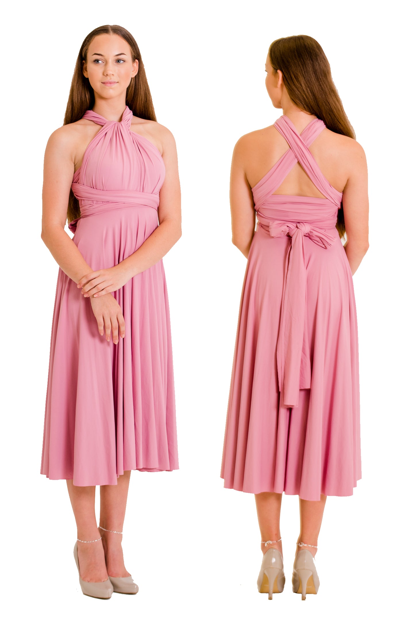 X Display - Dusty Rose Mid Length Dress
